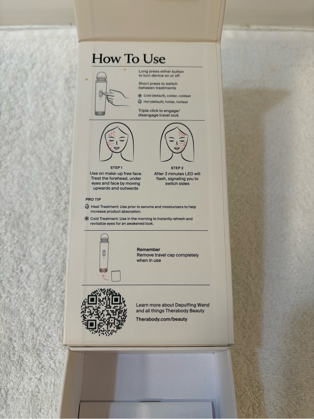 Therabody TheraFace Depuffing Wand - White Cold & Hot Therapy Beauty - Picture 9 of 13
